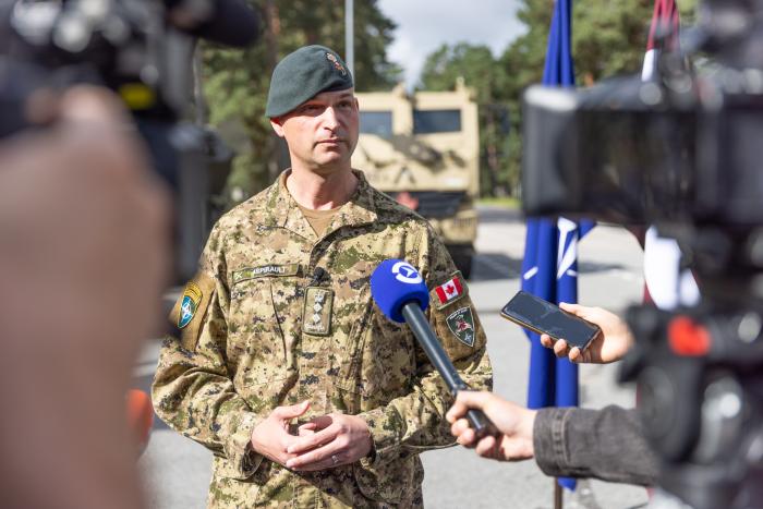 NATO daudznacionālās brigādes Latvijā komandieris pulkvedis Sedriks Aspiro (Cédric Aspirault) / Foto: Gatis Dieziņš/Aizsardzības ministrija