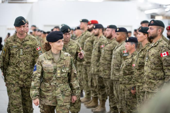 NATO daudznacionālās divīzijas “Ziemeļi” komandiere ģenerālmajore Jete Albinusa (Jette Albinus)  / Foto: Gatis Dieziņš/Aizsardzības ministrija