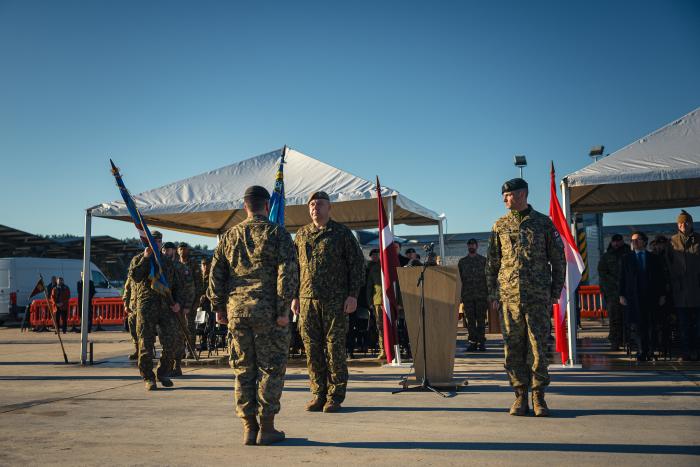 NATO daudznacionālās kaujas grupas Latvijā komandpakļautības maiņas ceremonija